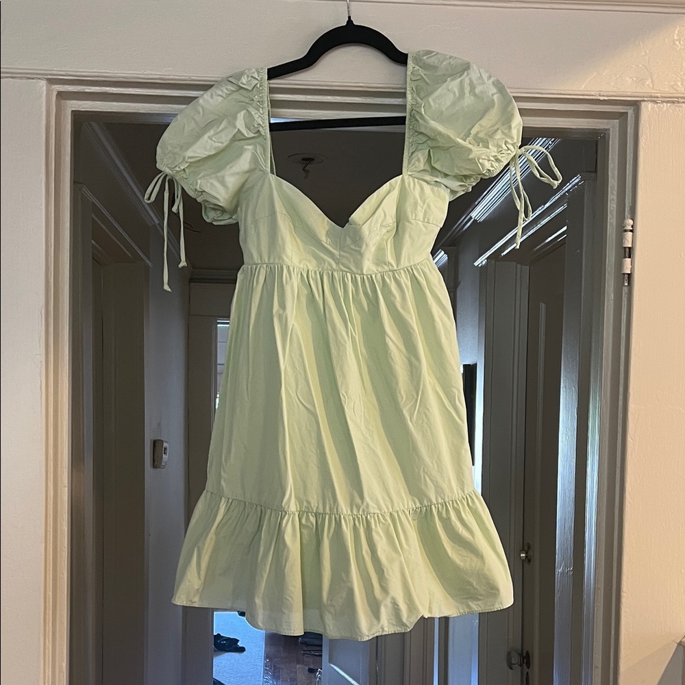Olivaceous Pastel Mint Puff Sleeve Mini Dress